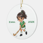 Personalized Girls Field Hockey Player Keramisch Ornament (Links)