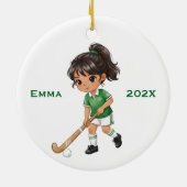 Personalized Girls Field Hockey Player Keramisch Ornament (Achterkant)