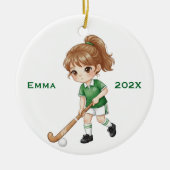 Personalized Girls Field Hockey Player Keramisch Ornament (Voorkant)