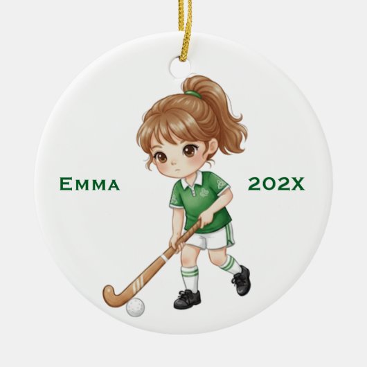 Personalized Girls Field Hockey Player Keramisch Ornament (Voorkant)