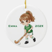 Personalized Girls Field Hockey Player Keramisch Ornament (Achterkant)