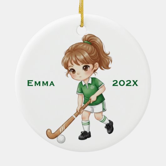 Personalized Girls Field Hockey Player Keramisch Ornament (Achterkant)