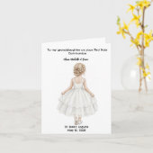 Personalized Girls First Holy Communion Card Kaart (Gele Bloem)