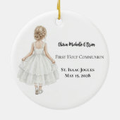 Personalized Girls First Holy Communion Keramisch Ornament (Achterkant)