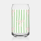 Personalized Girly Coquette Green Stripe Bow Blikvorm Glas (Achterkant)
