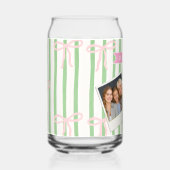 Personalized Girly Coquette Green Stripe Bow Blikvorm Glas (Rechts)