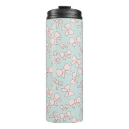 Personalized Girly Cute Bow Name Blue Pink Thermosbeker