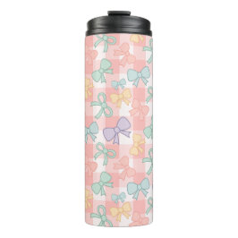 Personalized Girly Cute Bow Name Gingham Thermosbeker