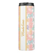 Personalized Girly Cute Bow Name Gingham Thermosbeker (Achterkant)