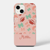 Personalized Girly Football Bow Pattern Phone Case iPhone Hoesje (Achterkant)