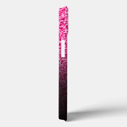 Personalized Girly Hot Pink Glitter Black Ombre Case-Mate iPhone Case (Achterkant / Rechts)