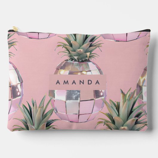 Personalized Glam Disco Pineapple Pink Metallic Etui (Voorkant)
