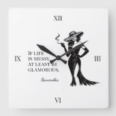 Personalized Glam Style Quote Design Wall Clock Vierkante Klok (Voorkant)