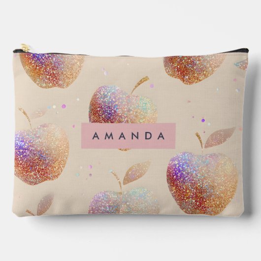 Personalized Glitter Apple Sparkle Fruit Pastel Etui (Voorkant)