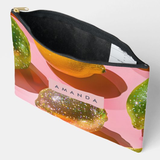 Personalized Glitter Lemon Citrus Design Etui (Open)