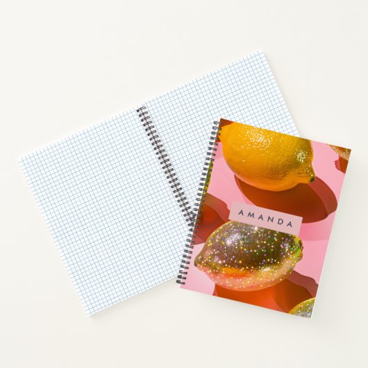 Personalized Glitter Lemon Citrus Design Notitieboek (Binnen)