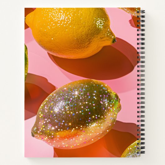 Personalized Glitter Lemon Citrus Design Notitieboek (Achterkant)