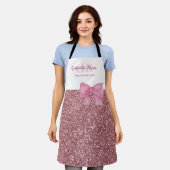 Personalized Glitter Pink Apron Mom The Best Chef Schort (Gedragen)