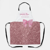 Personalized Glitter Pink Apron Mom The Best Chef Schort (Voorkant)
