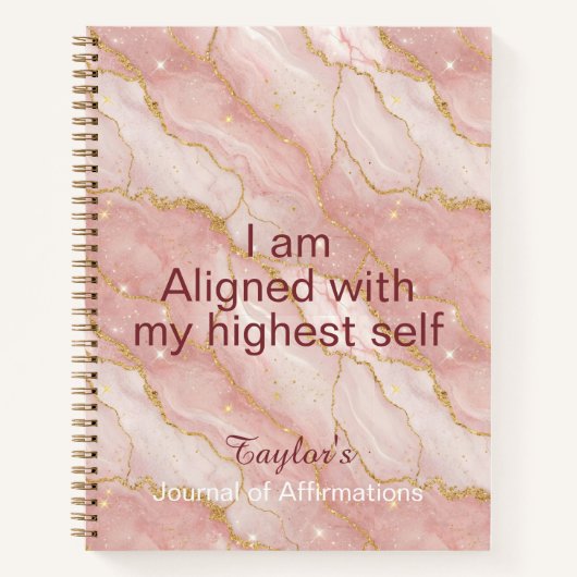 Personalized Glitter Positive Quotes Journal Notitieboek (Voorkant)