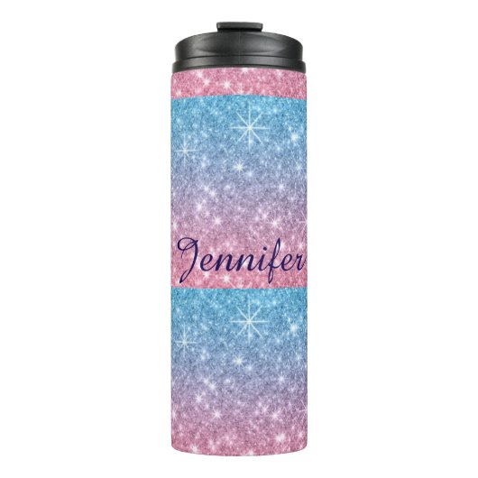 PERSONALIZED GLITTER STYLE TUMBLER THERMOSBEKER (Voorkant)