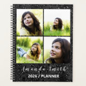 Personalized Glossy Black 5 Photo Collage Planner (Voorkant)