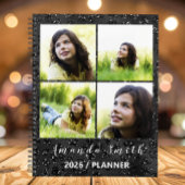 Personalized Glossy Black 5 Photo Collage Planner