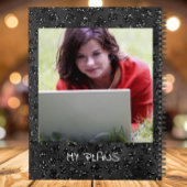 Personalized Glossy Black 5 Photo Collage Planner