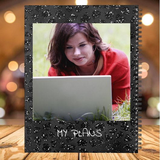 Personalized Glossy Black 5 Photo Collage Planner