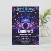 Personalized Glow bowling birthday invitation Kaart (Staand voorkant)