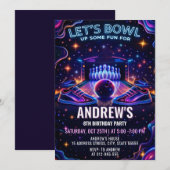 Personalized Glow bowling birthday invitation Kaart (Voorkant / Achterkant)