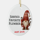 Personalized Gnome Plumber/Handyman Christmas Keramisch Ornament (Rechts)