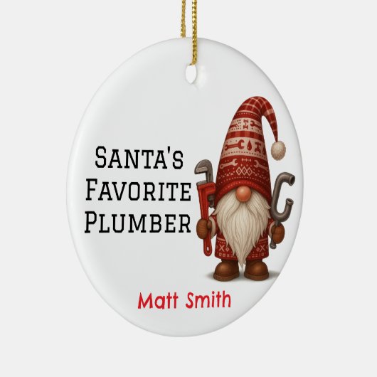 Personalized Gnome Plumber/Handyman Christmas Keramisch Ornament (Rechts)