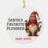 Personalized Gnome Plumber/Handyman Christmas Keramisch Ornament (Voorkant)