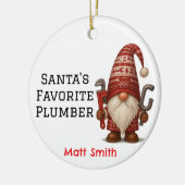 Personalized Gnome Plumber/Handyman Christmas Keramisch Ornament (Links)