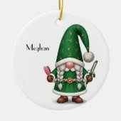 Personalized Gnome Xmas for Hairdresser Keramisch Ornament (Voorkant)