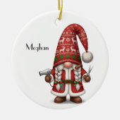 Personalized Gnome Xmas Hair Stylist Keramisch Ornament (Voorkant)