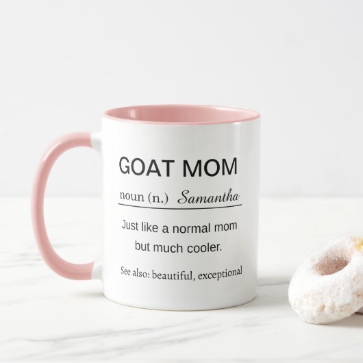 Personalized Goat Mom Definition Coffee Mok (Met donut)