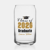 Personalized Gold Black Class of 2026 Graduation Blikvorm Glas (Voorkant)