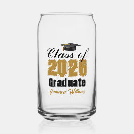 Personalized Gold Black Class of 2026 Graduation Blikvorm Glas