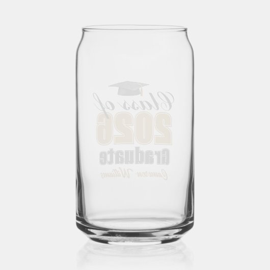 Personalized Gold Black Class of 2026 Graduation Blikvorm Glas (Achterkant)