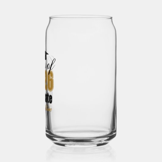 Personalized Gold Black Class of 2026 Graduation Blikvorm Glas (Links)