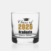 Personalized Gold Black Class of 2026 Graduation Whisky Glas (Voorkant)