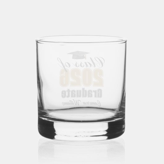 Personalized Gold Black Class of 2026 Graduation Whisky Glas (Achterkant)