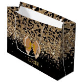 Personalized Gold Black Leopardwith Elegant Golden Groot Cadeauzakje (Voorkant Gekanteld)