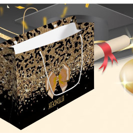 Personalized Gold Black Leopardwith Elegant Golden Groot Cadeauzakje