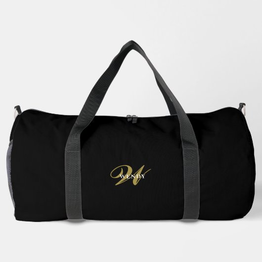 Personalized Gold Black Monogram Initial Travel Plunjezak (Achterkant)
