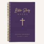 Personalized Gold Calligraphy Purple Bible Study Notitieboek (Voorkant)
