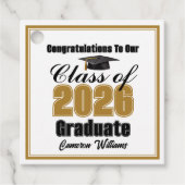 Personalized Gold Class of 2026 Graduation Party Bedankjes Labels (Voorkant)