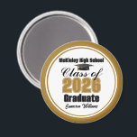 Personalized Gold Class of 2026 Graduation Party Magneet<br><div class="desc">Customize your own gold and black high school Class of 2026 graduate magnet for a high school or college graduation party. Cool varsity letters for the year on a great custom commemorative keepsake for seniors.</div>